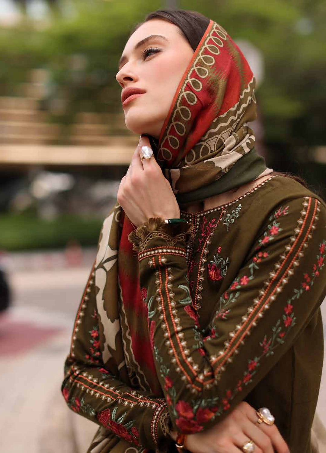 Poshima by Charizma Unstitched Embroidered Leather Peach 3 Piece Suit CHR26UPL PSW6-05 - Winter Collection