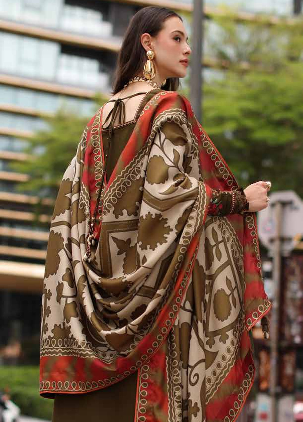 Poshima by Charizma Unstitched Embroidered Leather Peach 3 Piece Suit CHR26UPL PSW6-05 - Winter Collection