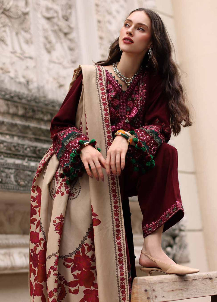 Poshima by Charizma Unstitched Embroidered Leather Peach 3 Piece Suit CHR26UPL PSW6-08 - Winter Collection