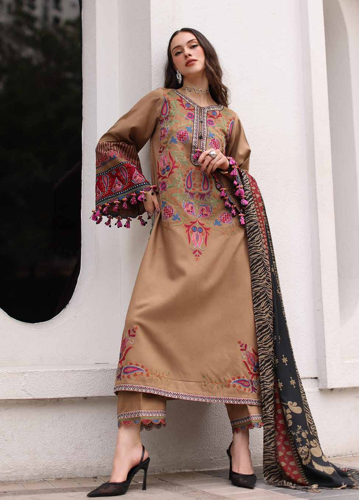 Poshima by Charizma Unstitched Embroidered Leather Peach 3 Piece Suit CHR26UPL PSW6-09 - Winter Collection