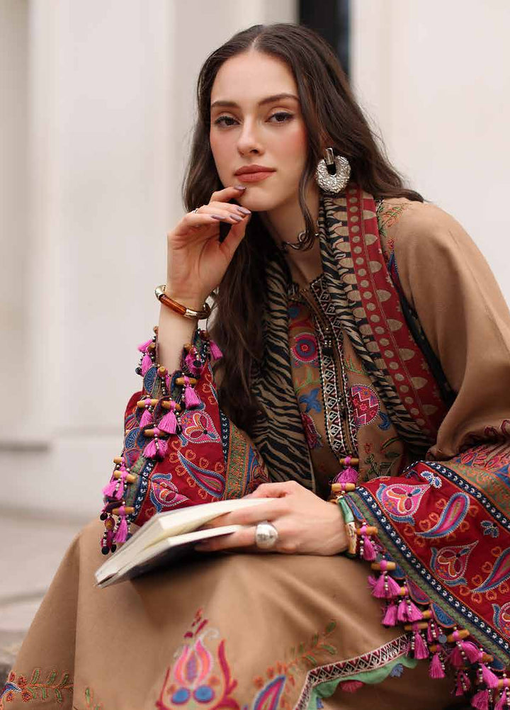 Poshima by Charizma Unstitched Embroidered Leather Peach 3 Piece Suit CHR26UPL PSW6-09 - Winter Collection