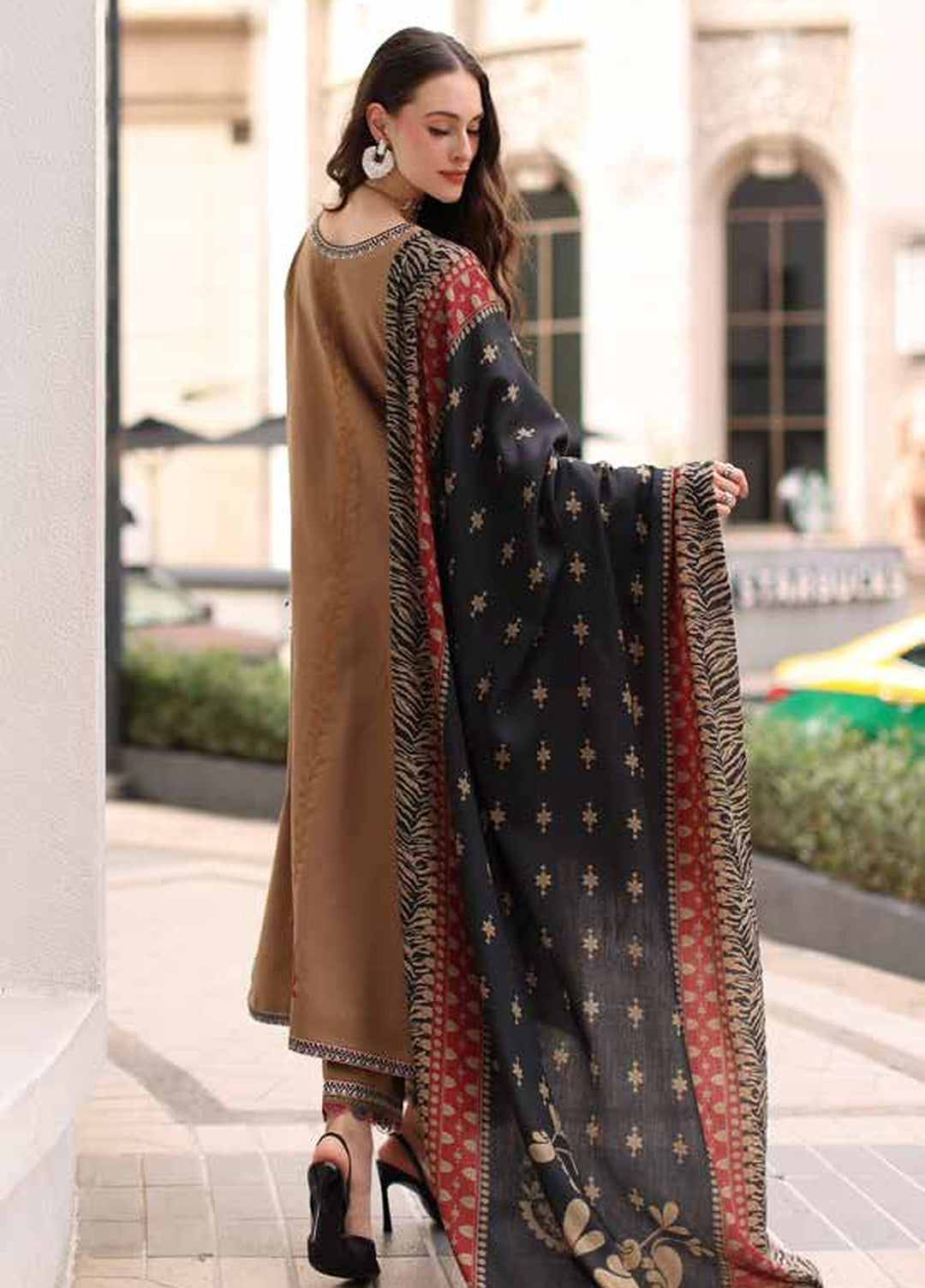 Poshima by Charizma Unstitched Embroidered Leather Peach 3 Piece Suit CHR26UPL PSW6-09 - Winter Collection