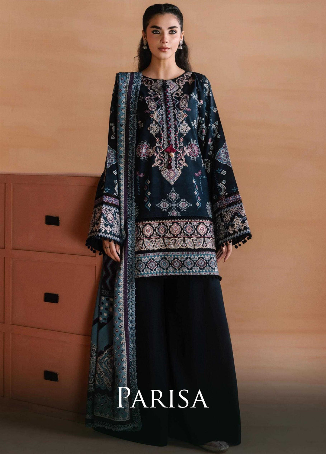 One Nation by Florent Unstitched Printed Viscose 3 Piece Suit FL26UON Parisa - Casual Collection