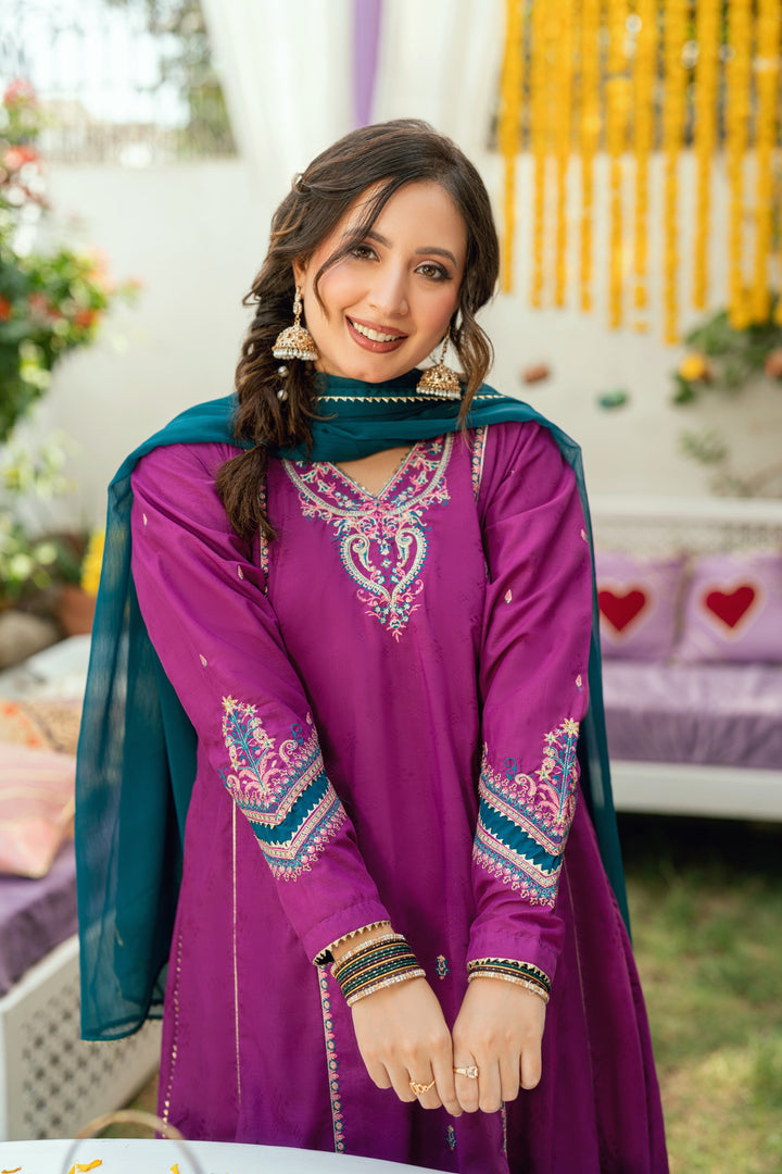 Omal by Komal Pret 3 Piece Poly Jacquard Suit Shanze- Festive Collection