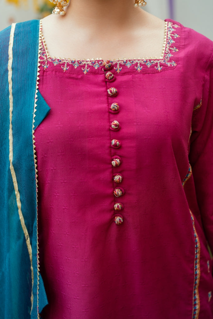 Omal by Komal Pret 3 Piece Dobby Suit Reham- Festive Collection