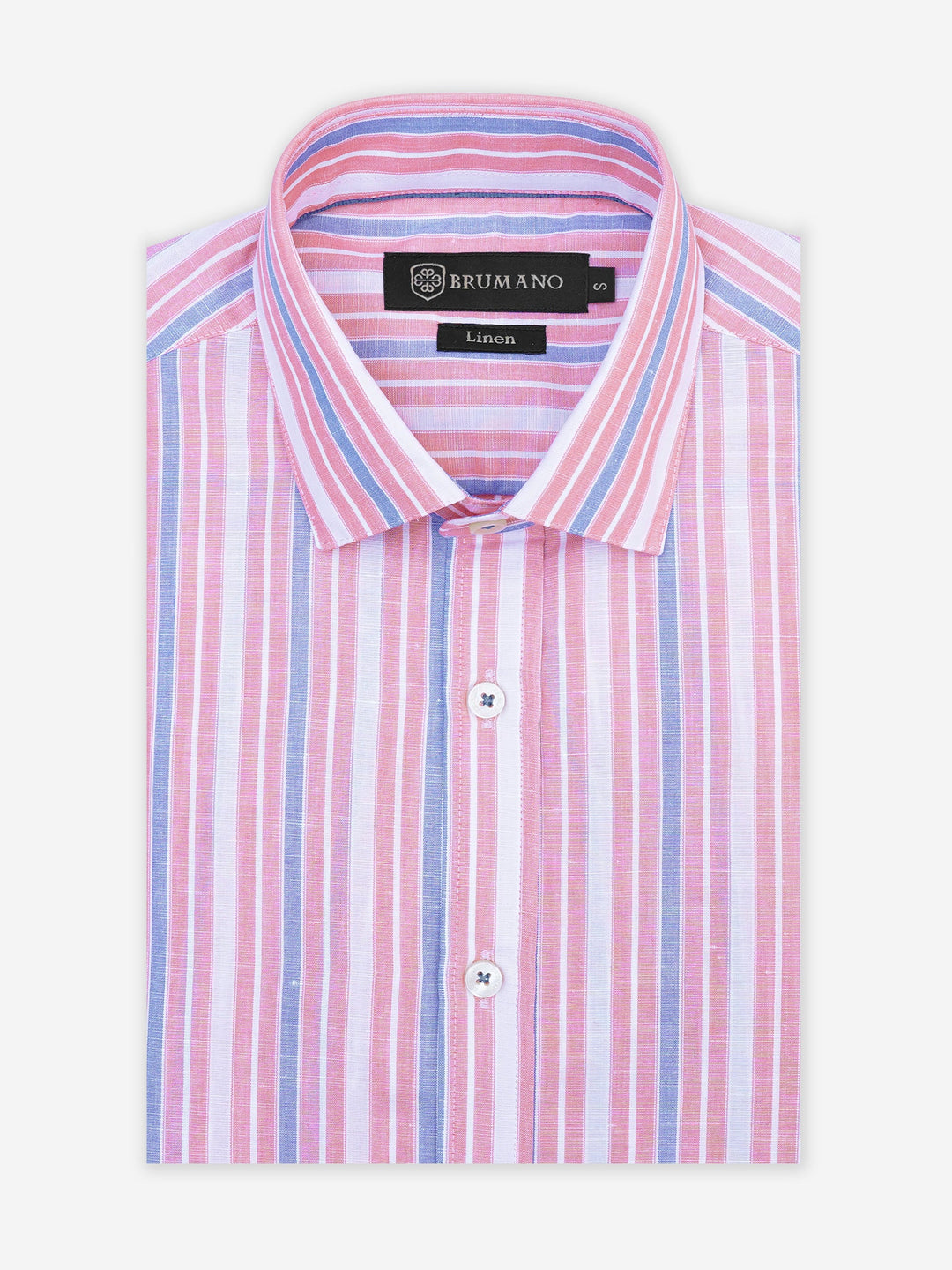 Brumano Mens RTW Solids Linen Shirt Pink N Blue Casual Collection