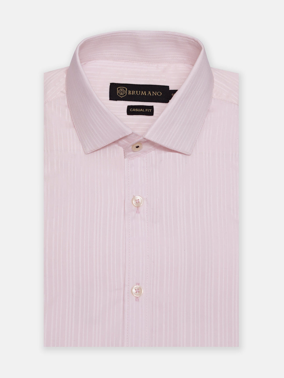 Brumano Mens RTW Solids Linen Shirt Pink Self Striped Casual Collection