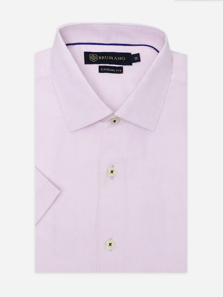 Brumano Ready To Wear Shirts Men 1 Piece Cotton Pink Light Weight Linen Half Sleeve Shirt 0-33-025-3364 - Summer Collection