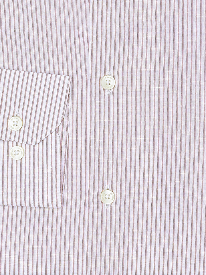Brumano Ready To Wear Shirts Men 1 Piece Cotton Pink Pinstriped Linen Blended Formal Shirt 0-32-024-3299 - Summer Collection