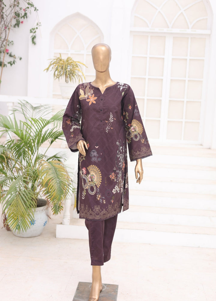 Suntex Fabrics Women RTW Printed Lawn 2 Piece Suit Plum - Casual Collection