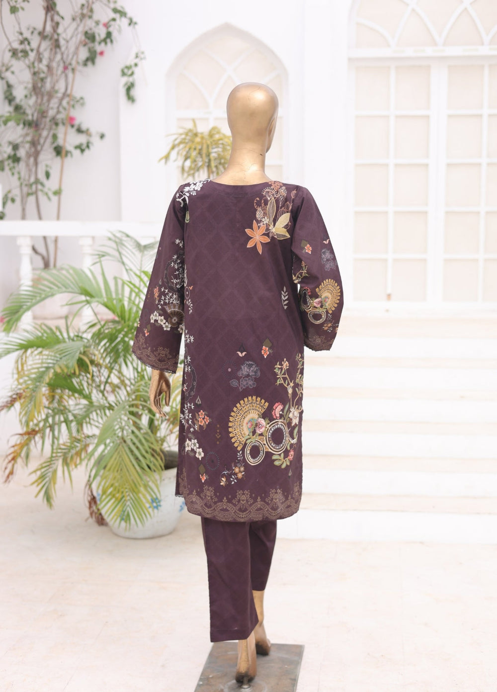 Suntex Fabrics Women RTW Printed Lawn 2 Piece Suit Plum - Casual Collection