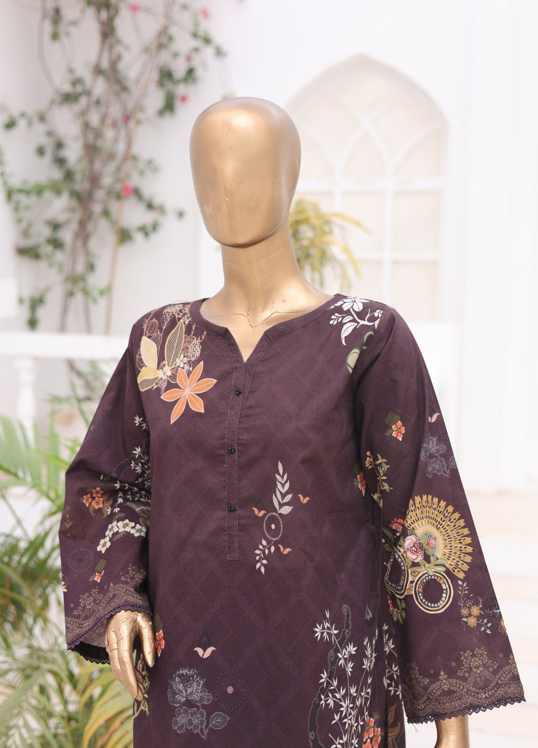 Suntex Fabrics Women RTW Printed Lawn 2 Piece Suit Plum - Casual Collection