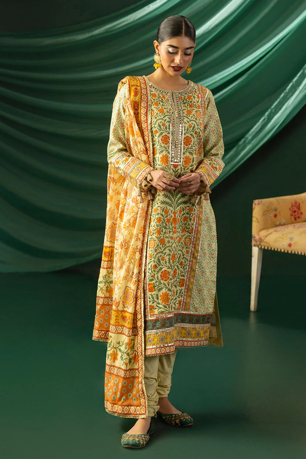 Heritage by Gul Ahmed Unstitched Printed Lawn 3 Piece Suit GA26UFH CL-62140 - Summer Collection