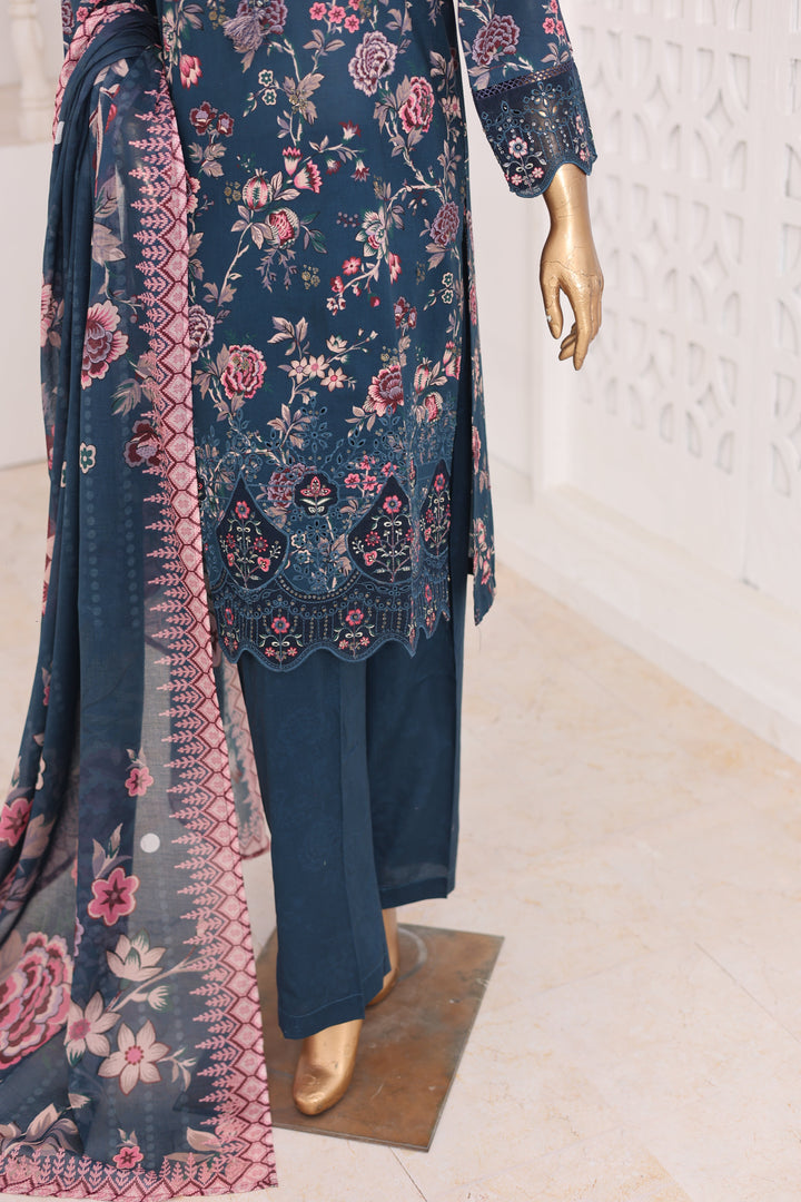 Suntex Fabrics Women RTW Printed Lawn 3 Piece Suit Laser Teal Eid Collection