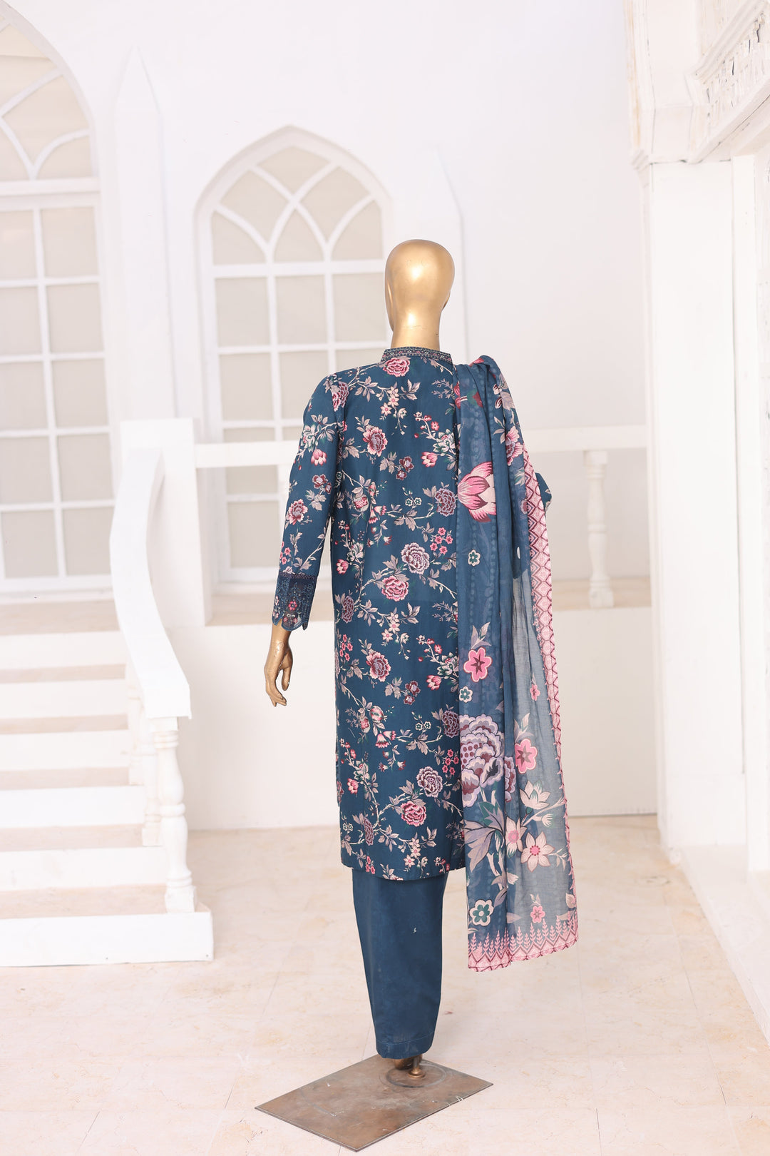 Suntex Fabrics Women RTW Printed Lawn 3 Piece Suit Laser Teal Eid Collection