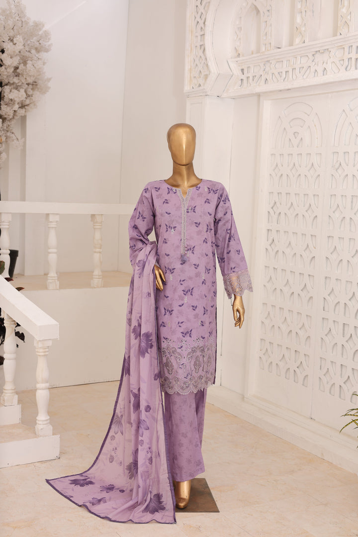 Suntex Fabrics Women RTW Printed Lawn 3 Piece Suit Laser Lilac Eid Collection