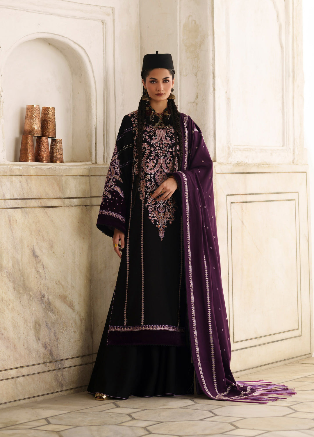 Gulnar by Bin Ilyas Unstitched Embroidered Karandi 3 Piece Suit BI26UGK 1013B - Festive Collection
