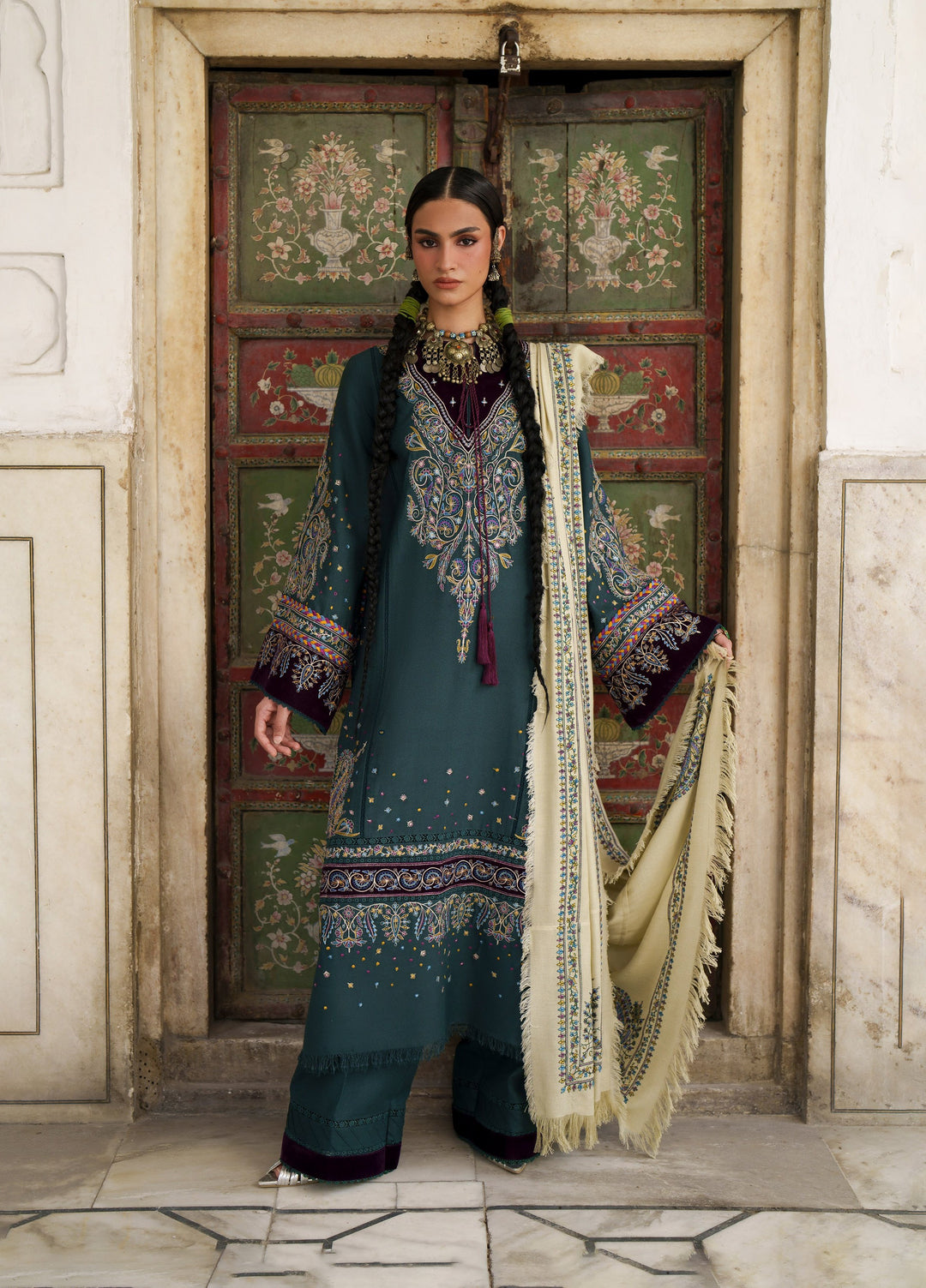 Gulnar by Bin Ilyas Unstitched Embroidered Karandi 3 Piece Suit BI26UGK 1014A - Festive Collection