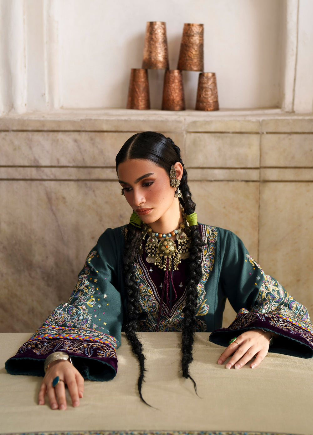 Gulnar by Bin Ilyas Unstitched Embroidered Karandi 3 Piece Suit BI26UGK 1014A - Festive Collection