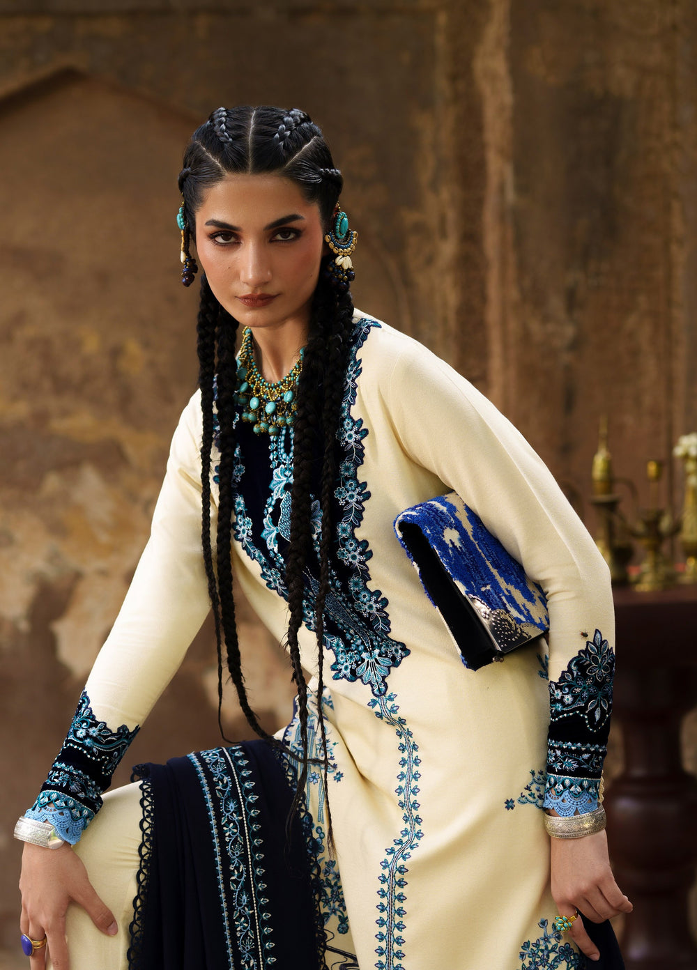 Gulnar by Bin Ilyas Unstitched Embroidered Karandi 3 Piece Suit BI26UGK 1011B - Festive Collection
