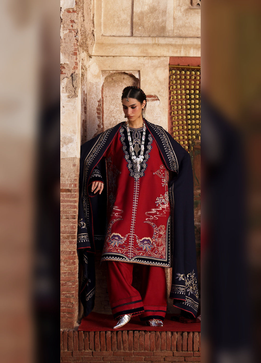 Gulnar by Bin Ilyas Unstitched Embroidered Karandi 3 Piece Suit BI26UGK 1011A - Festive Collection
