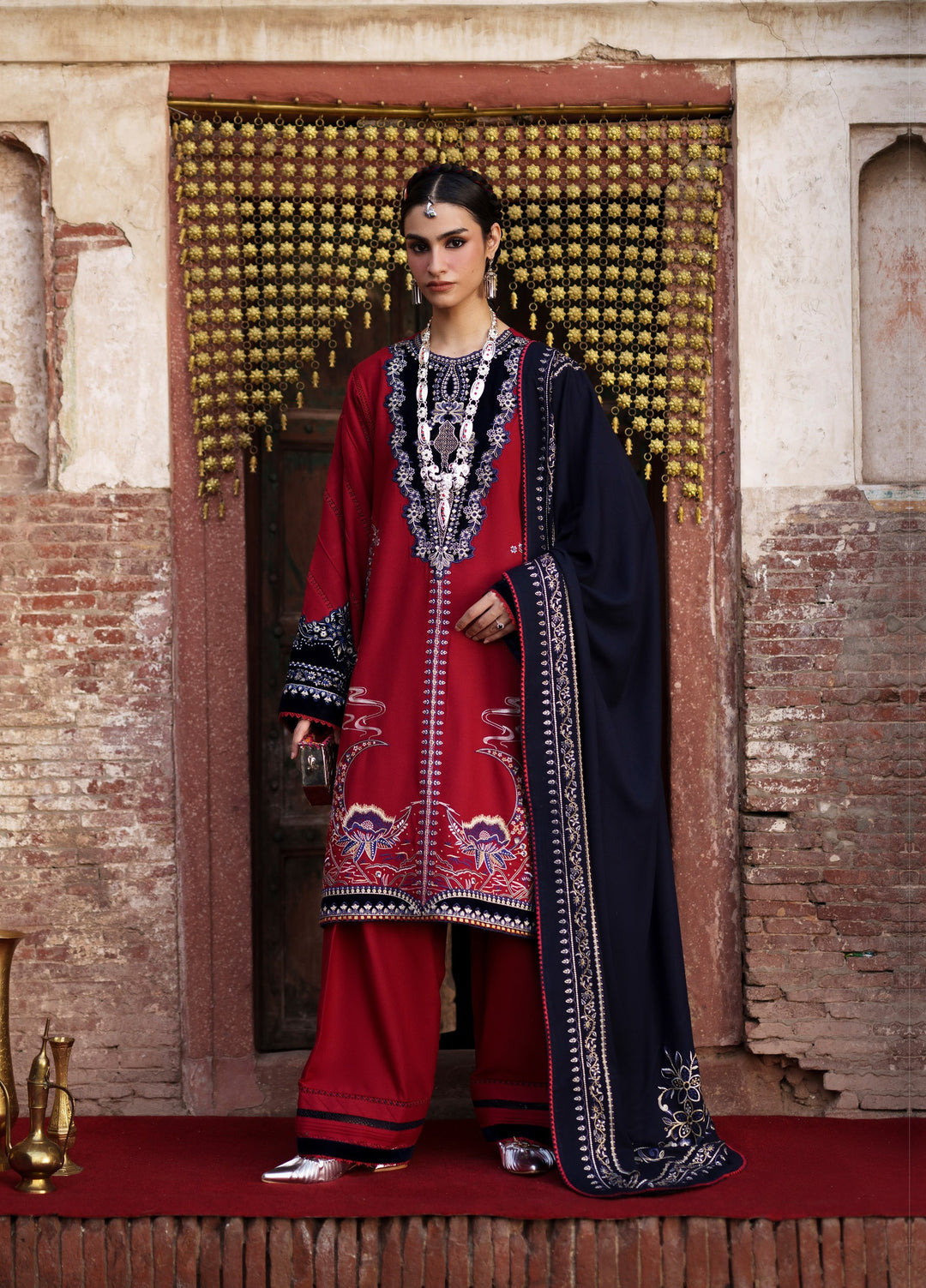 Gulnar by Bin Ilyas Unstitched Embroidered Karandi 3 Piece Suit BI26UGK 1011A - Festive Collection