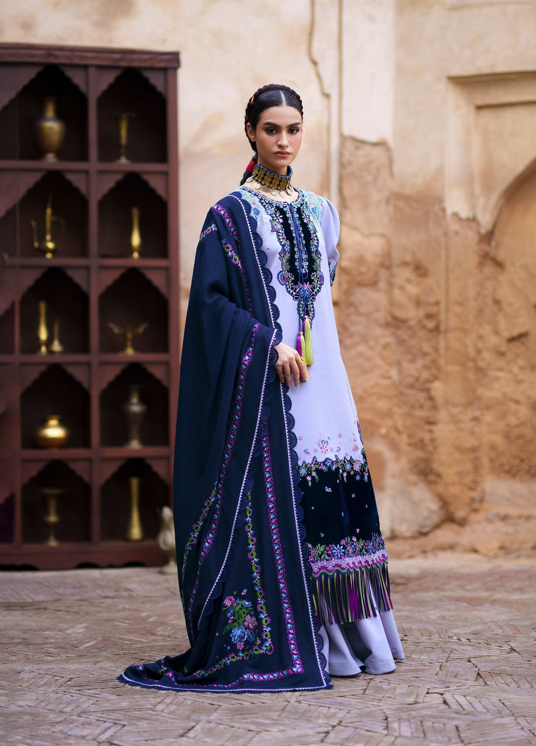 Gulnar by Bin Ilyas Unstitched Embroidered Karandi 3 Piece Suit BI26UGK 1015B - Festive Collection