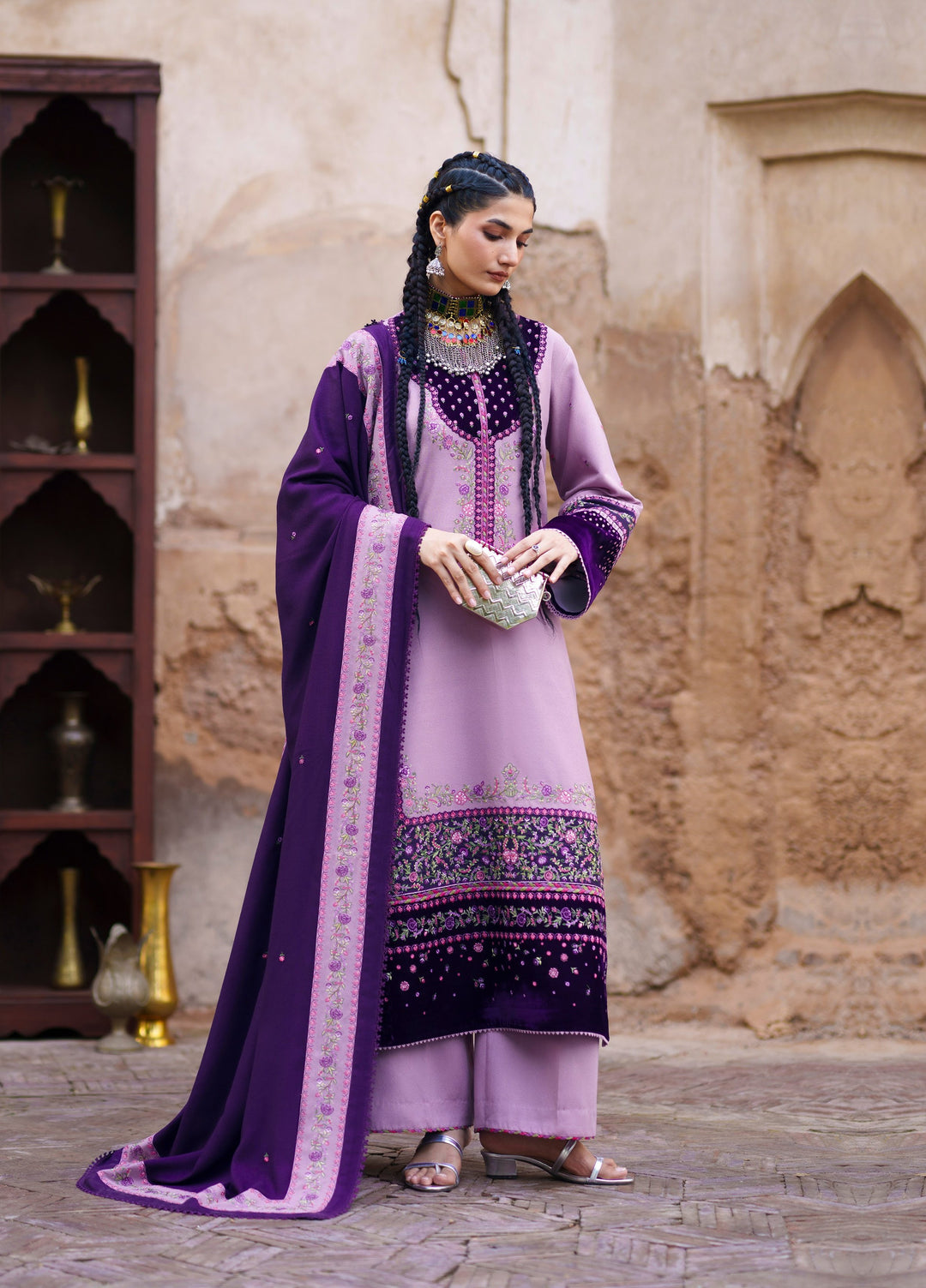 Gulnar by Bin Ilyas Unstitched Embroidered Karandi 3 Piece Suit BI26UGK 1016A - Festive Collection