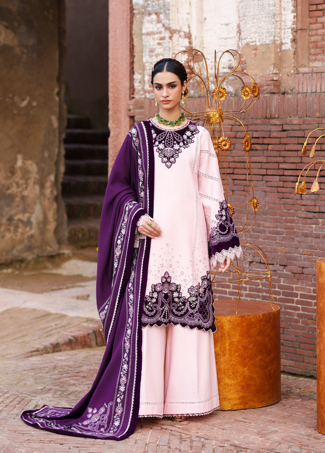 Gulnar by Bin Ilyas Unstitched Embroidered Karandi 3 Piece Suit BI26UGK 1012B - Festive Collection