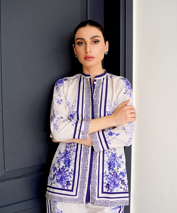 Dhaga Women Pret Printed 2 Piece Soft Crepe Cyan DHLR22 - Summer Collection