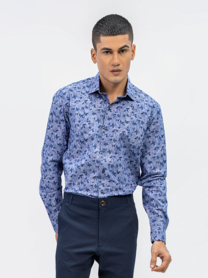 Brumano Ready To Wear Shirts Men 1 Piece Cotton Purple Abstract Printed Shirt With Classic Collar 0-31-024-5096 - Summer Collection