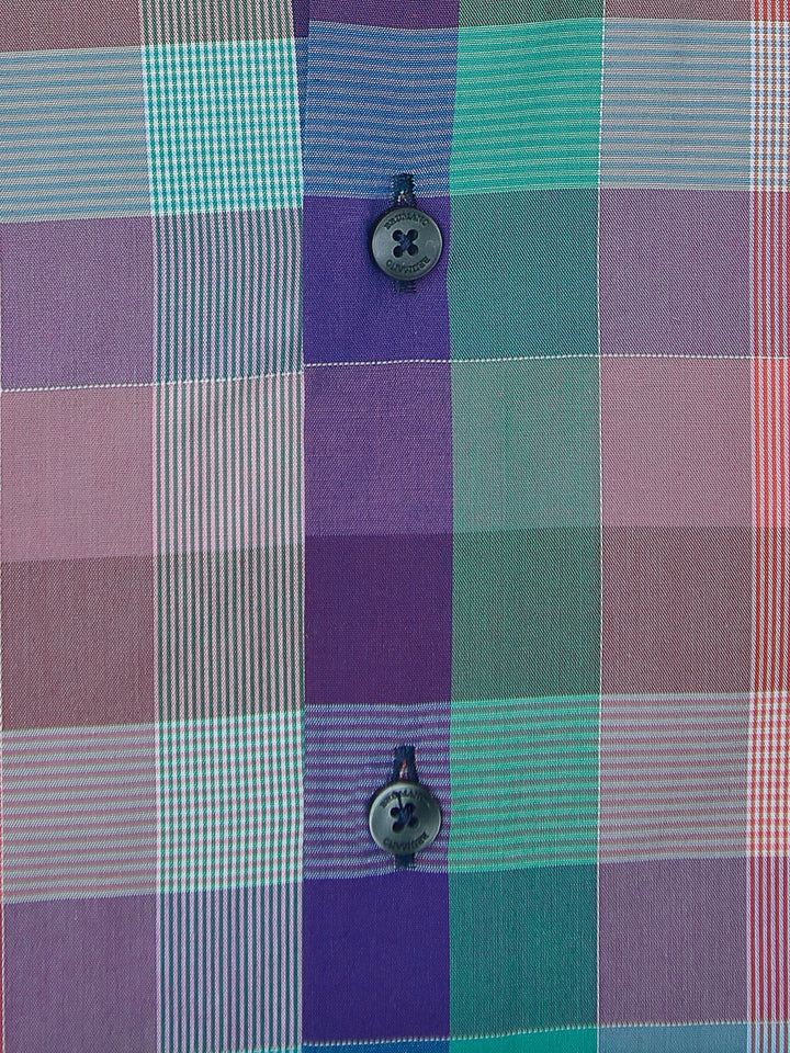 Brumano Ready To Wear Shirts Men 1 Piece Cotton Purple Multi Color Checkered Shirt 0-31-024-5075 - Summer Collection
