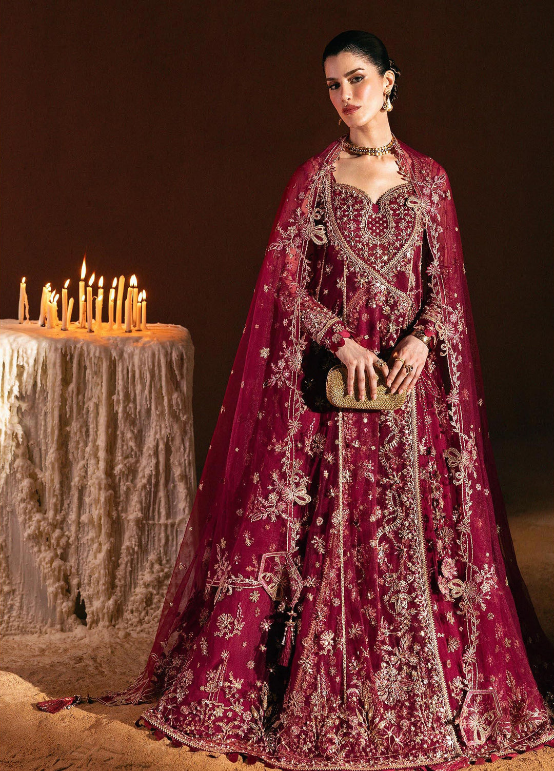 Elirah by Qalamkar Unstitched Embroidered Net 3 Piece Suit QLK26UE Cleo QMF-02 - Wedding Collection
