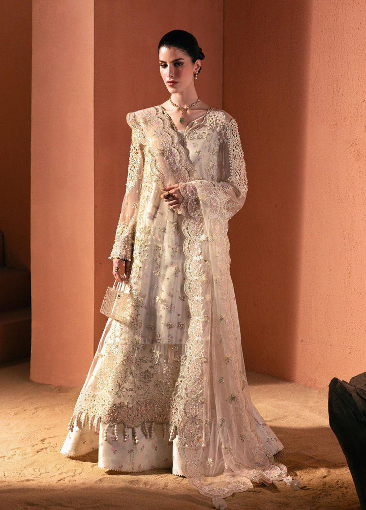 Elirah by Qalamkar Unstitched Embroidered Net 3 Piece Suit QLK26UE Elowen QMF-07 - Wedding Collection