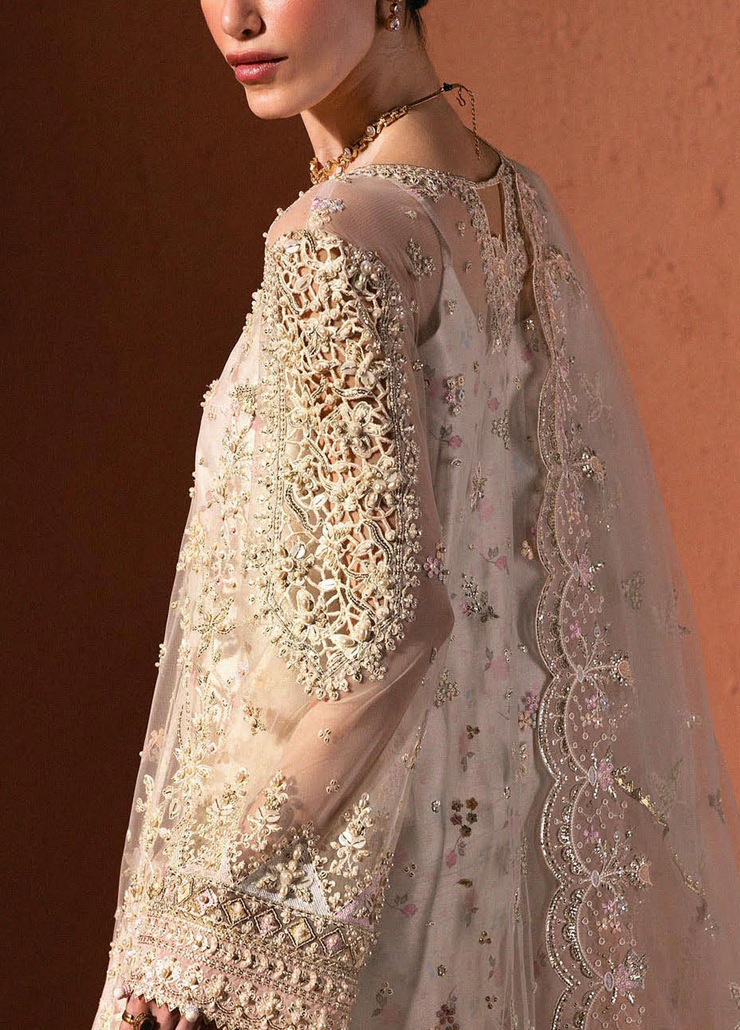 Elirah by Qalamkar Unstitched Embroidered Net 3 Piece Suit QLK26UE Elowen QMF-07 - Wedding Collection