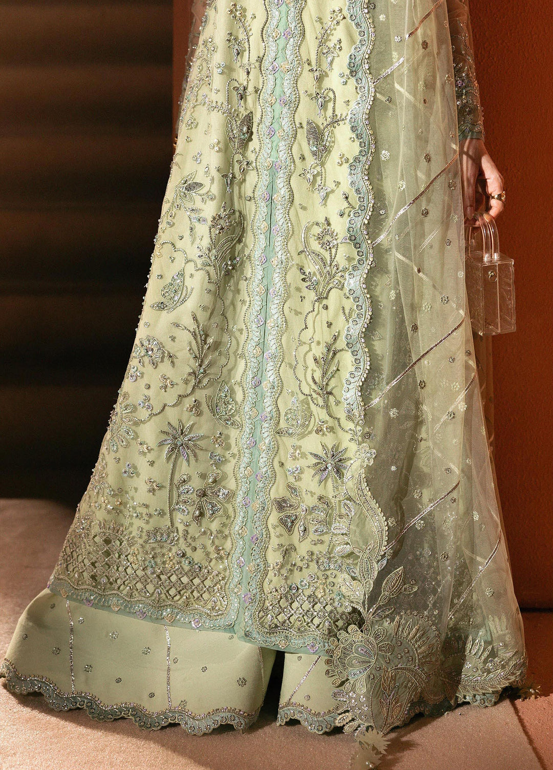 Elirah by Qalamkar Unstitched Embroidered Net 3 Piece Suit QLK26UE Romée QMF-05 - Wedding Collection