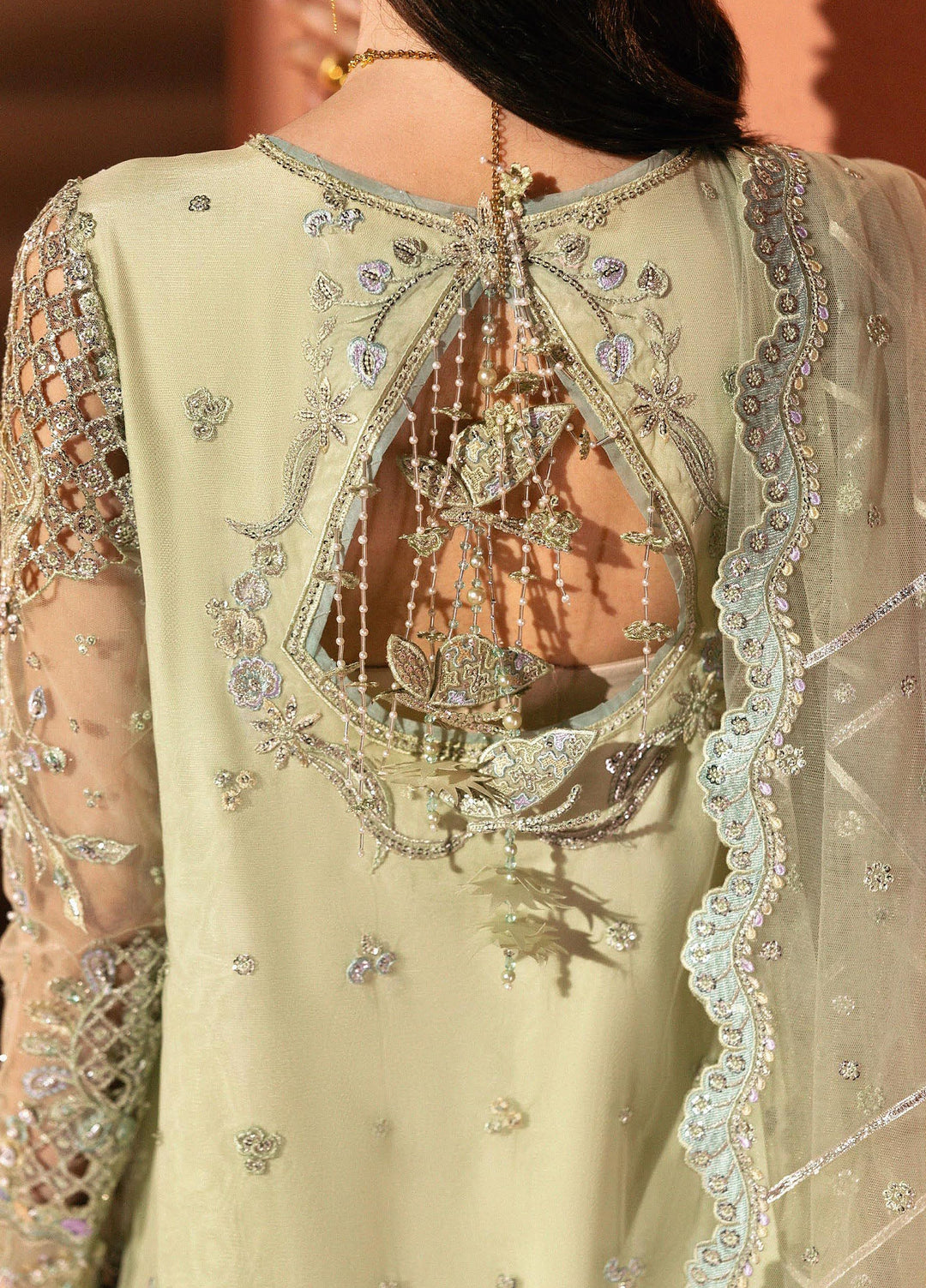 Elirah by Qalamkar Unstitched Embroidered Net 3 Piece Suit QLK26UE Romée QMF-05 - Wedding Collection