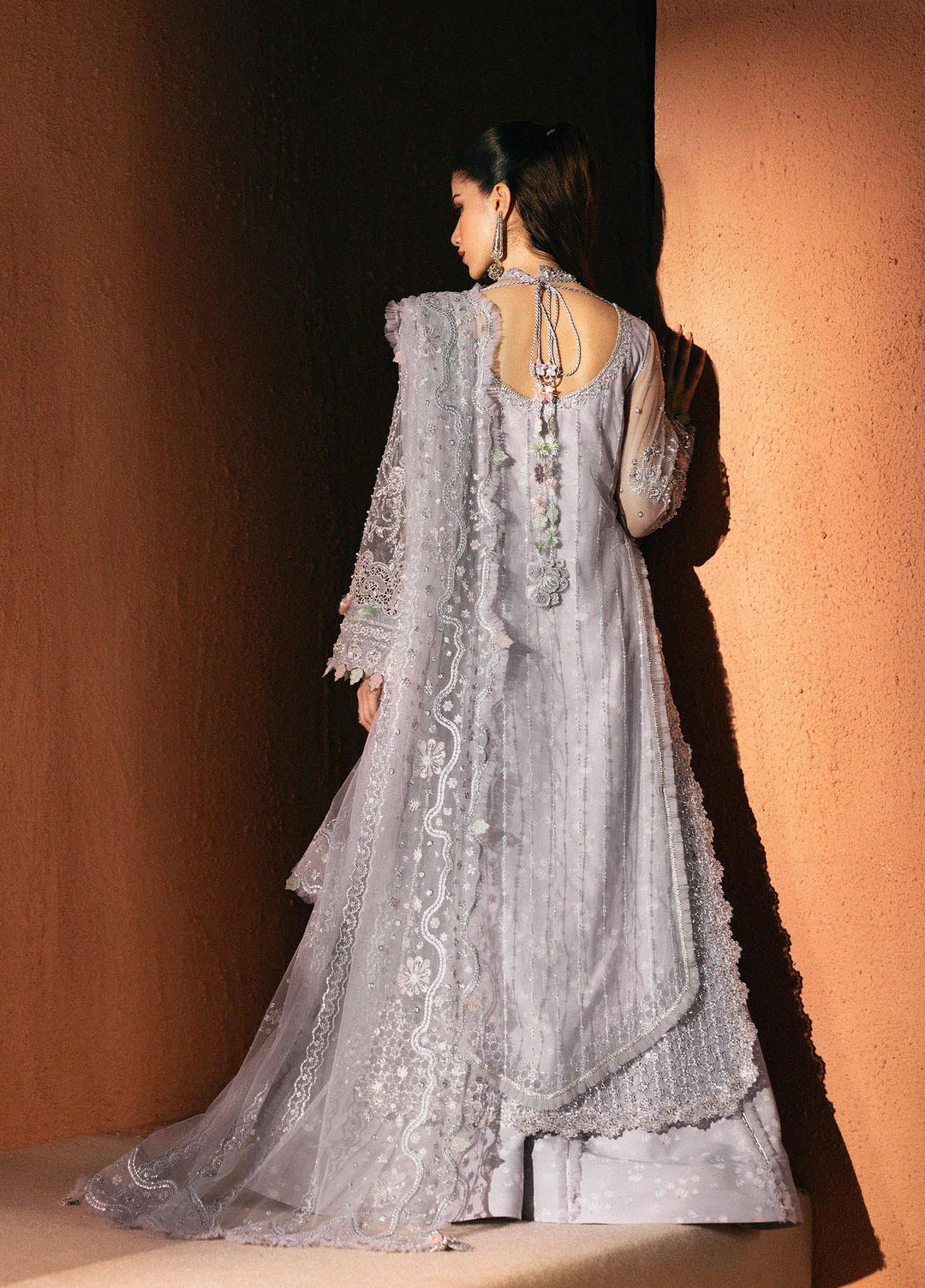 Elirah by Qalamkar Unstitched Embroidered Net 3 Piece Suit QLK26UE Romilly QMF-08 - Wedding Collection