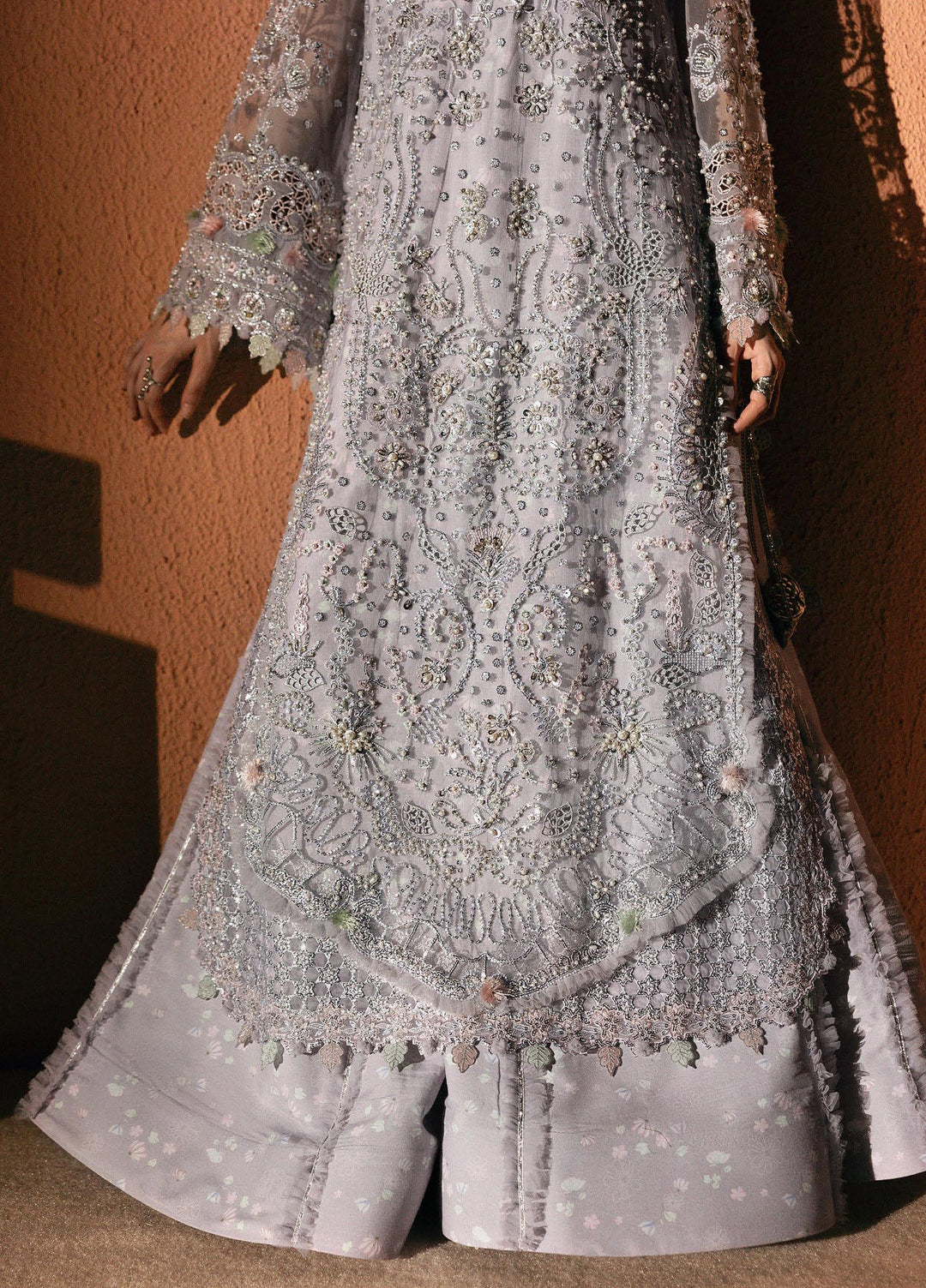 Elirah by Qalamkar Unstitched Embroidered Net 3 Piece Suit QLK26UE Romilly QMF-08 - Wedding Collection