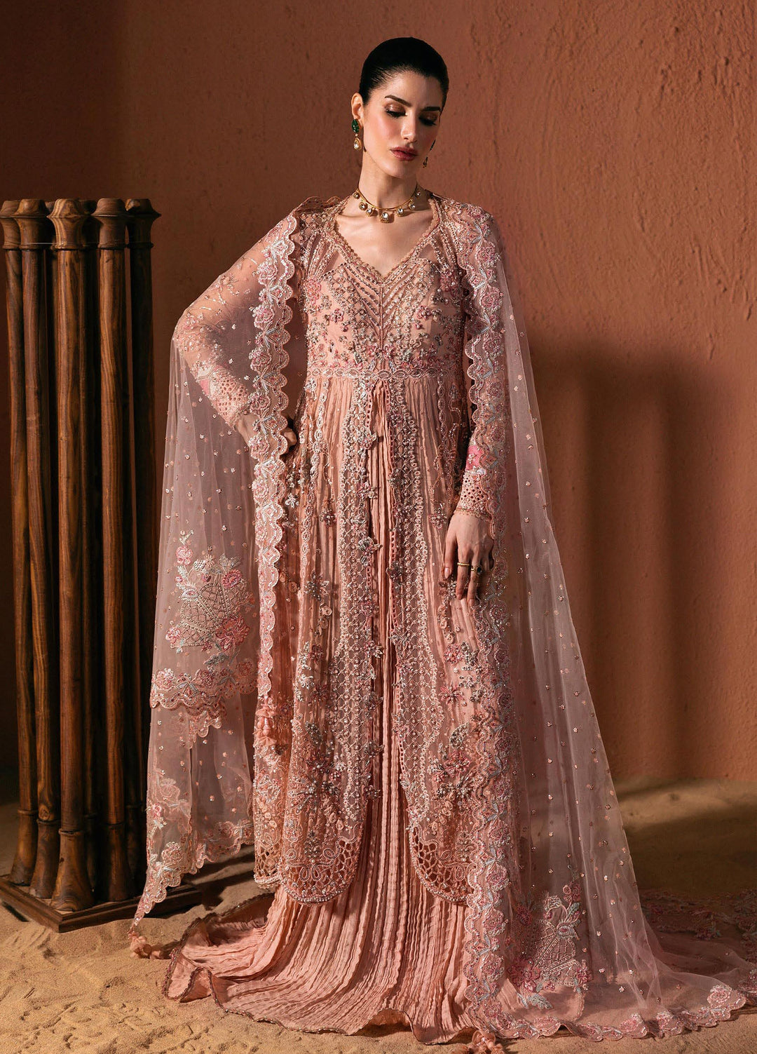 Elirah by Qalamkar Unstitched Embroidered Net 3 Piece Suit QLK26UE Zelie QMF-04 - Wedding Collection