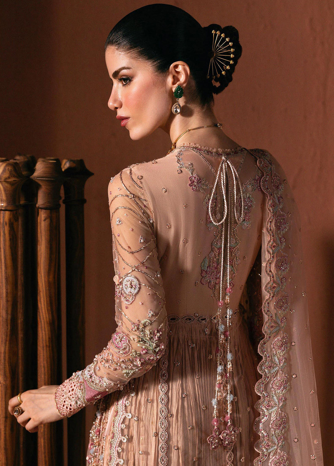 Elirah by Qalamkar Unstitched Embroidered Net 3 Piece Suit QLK26UE Zelie QMF-04 - Wedding Collection