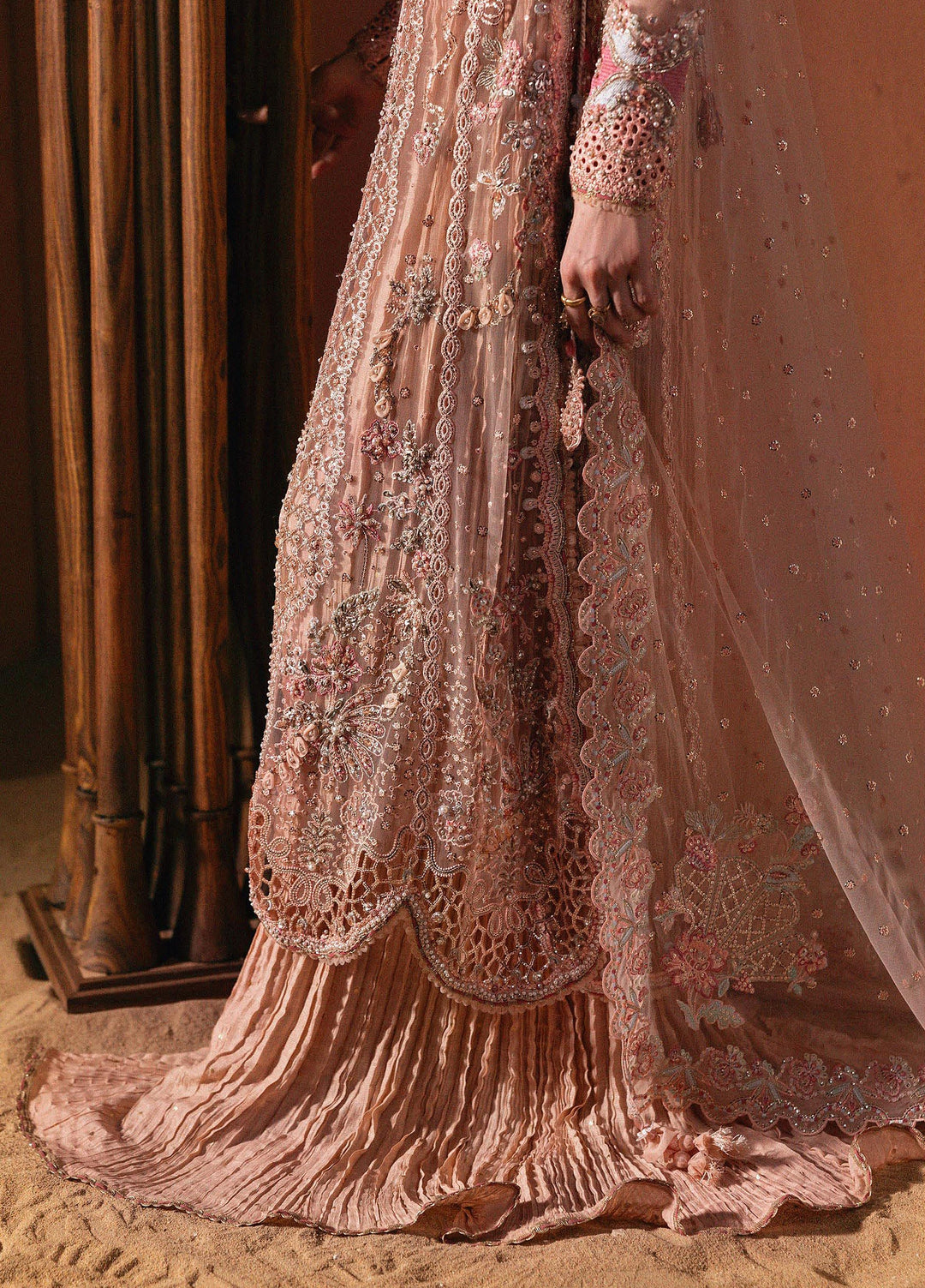 Elirah by Qalamkar Unstitched Embroidered Net 3 Piece Suit QLK26UE Zelie QMF-04 - Wedding Collection