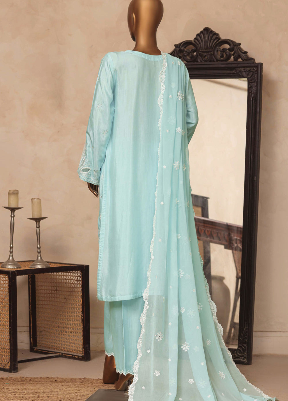Majestic Silk by HZ Textiles RTW Embroidered Rawsilk 3 Piece Suit HZ26RMS RDE-3P-002 Ocean Mint - Festive Collection