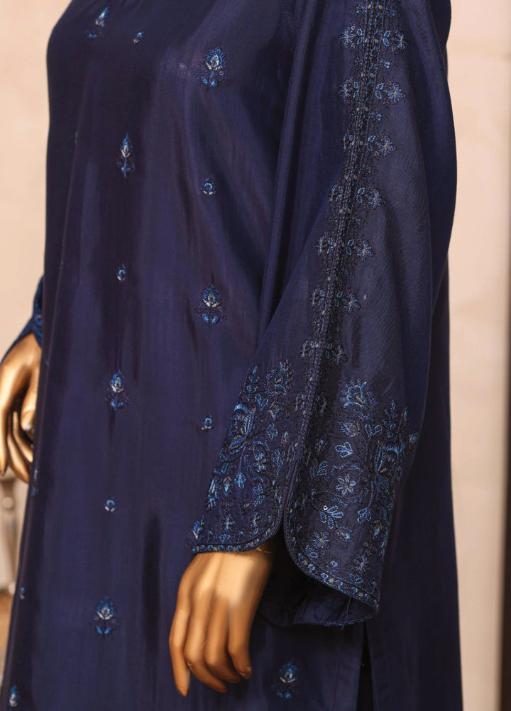 Majestic Silk by HZ Textiles RTW Embroidered Raw Silk 3 Piece Suit HZ26RMS RDE-3P-006 Navy - Festive Collection
