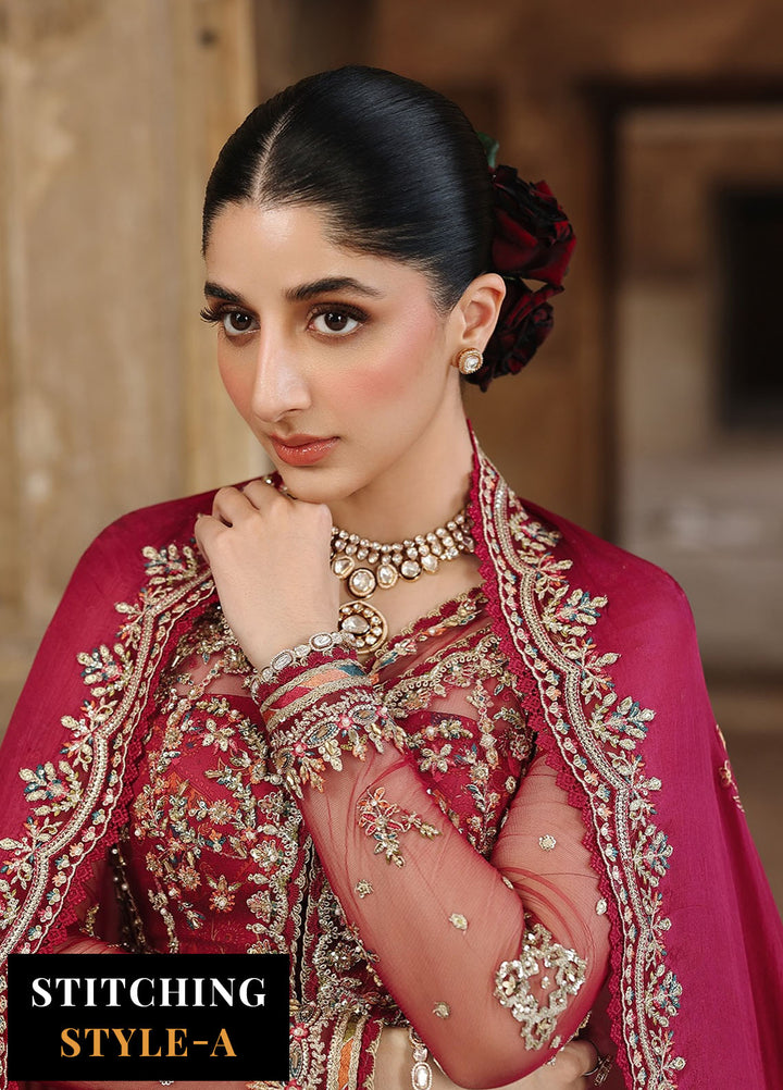 Shadmani by Qalamkar Embroidered Net Suits Unstitched 3 Piece QLM25SW RH-01 Jahan - Wedding Collection