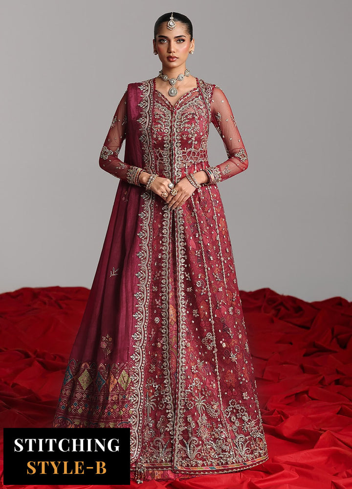 Shadmani by Qalamkar Embroidered Net Suits Unstitched 3 Piece QLM25SW RH-01 Jahan - Wedding Collection