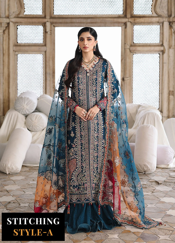 Shadmani by Qalamkar Embroidered Raw Silk Suits Unstitched 3 Piece QLM25SW RH-02 Neelam - Wedding Collection