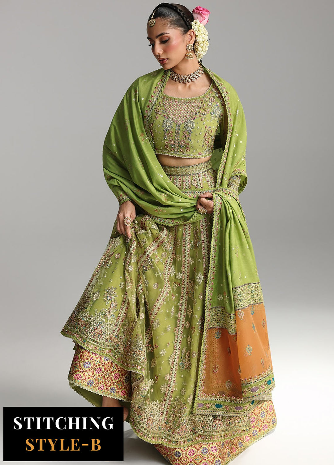 Shadmani by Qalamkar Embroidered Net Suits Unstitched 3 Piece QLM25SW RH-03 Gulnara - Wedding Collection