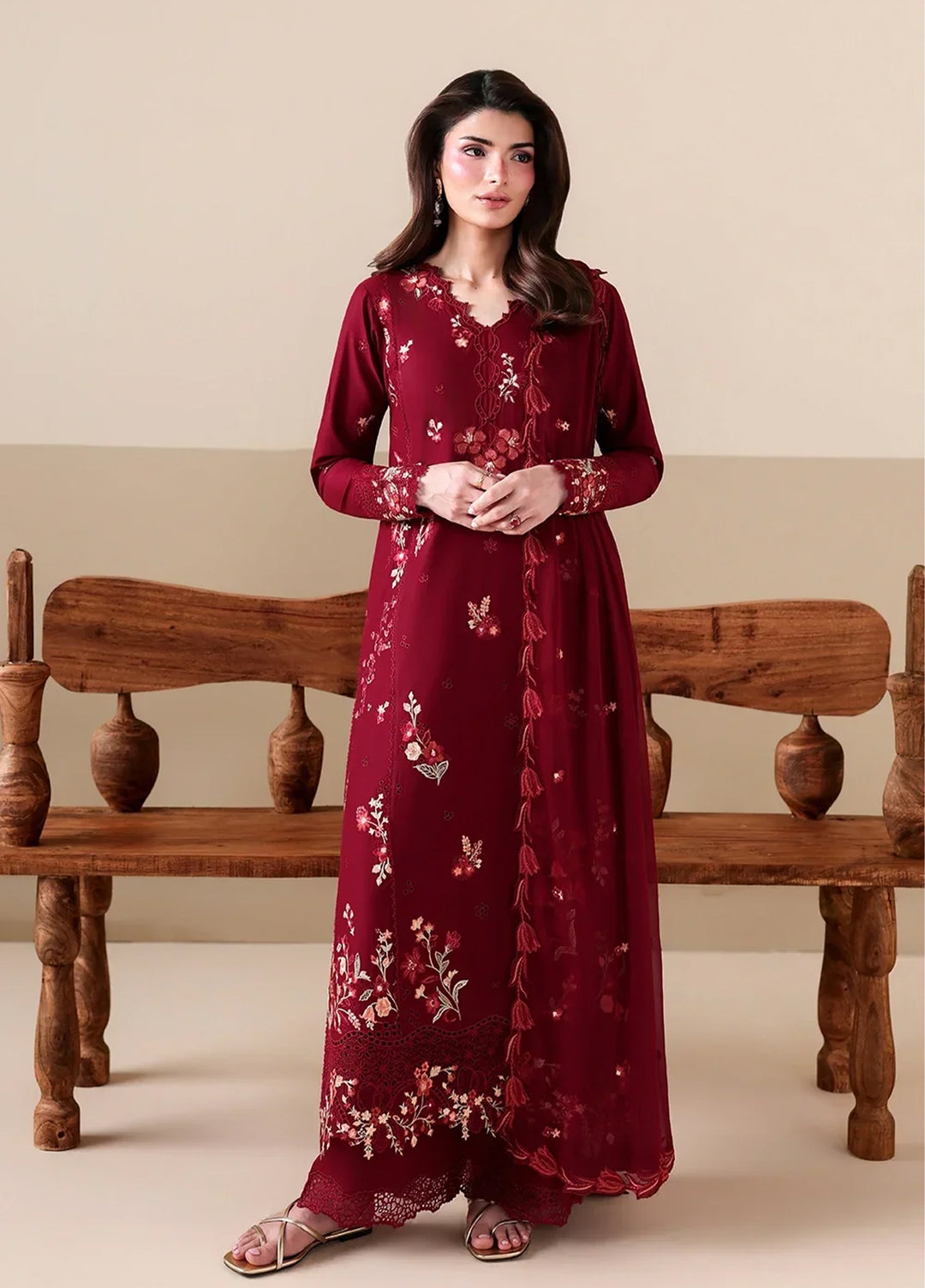 Azure Unstitched Embroidered Lawn 3 Piece Suit Ruby Rose - Festive Collection