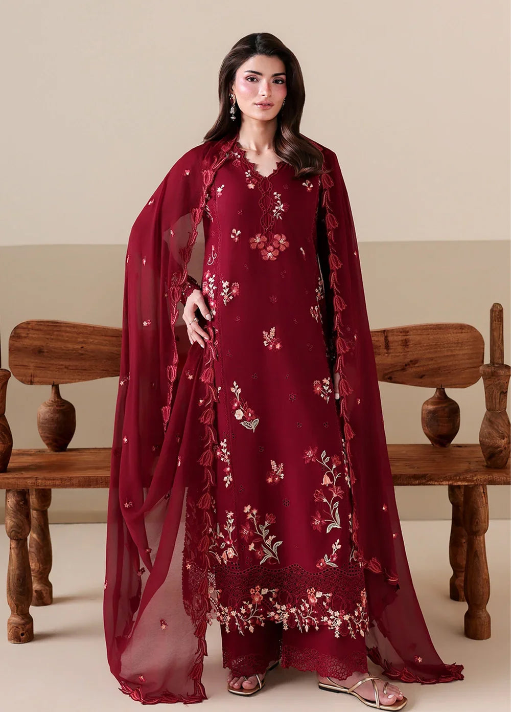 Azure Unstitched Embroidered Lawn 3 Piece Suit Ruby Rose - Festive Collection